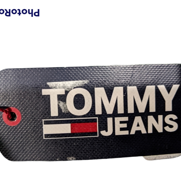 TOMMY HILFIGER Soft Denim Overalls Cropped Raw Hem Logo 6 New with Tags - Picture 6 of 8